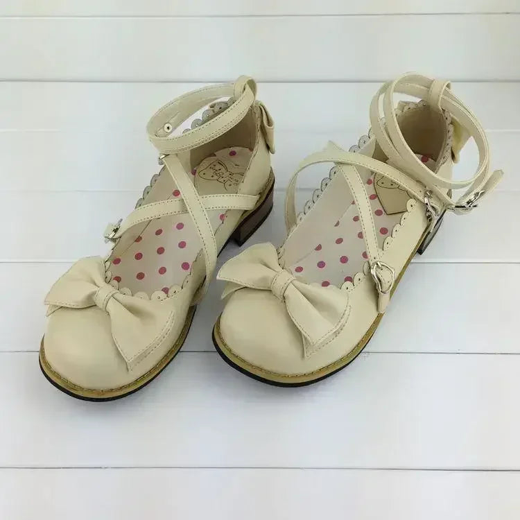 Women's beige lolita flats