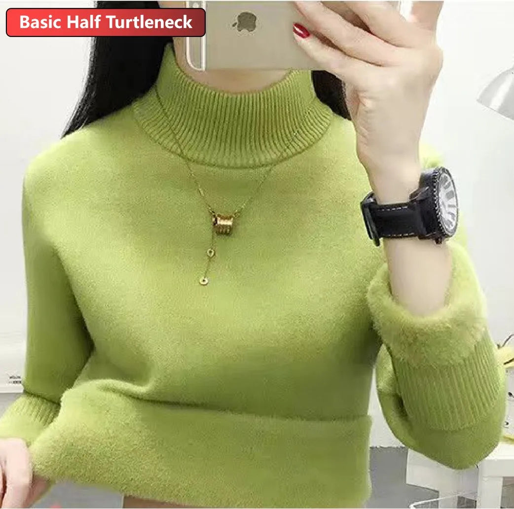 Women's ht green turtleneck sweater