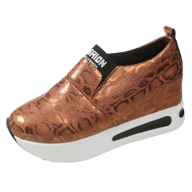 Women's brown platform sneakers