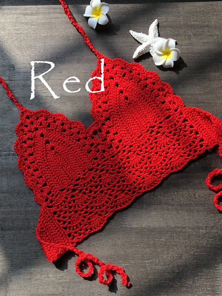 Women's red triangle bikini top