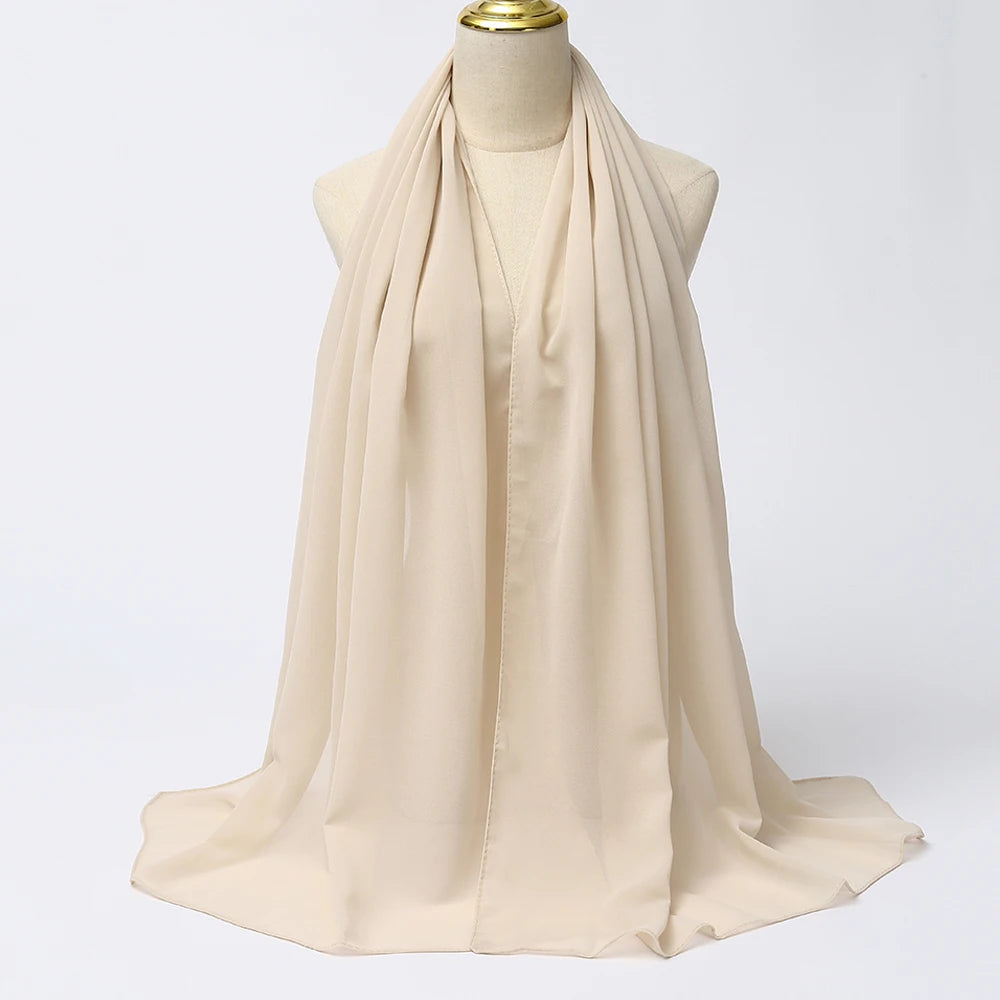 Women's milk white chiffon hijab scarf