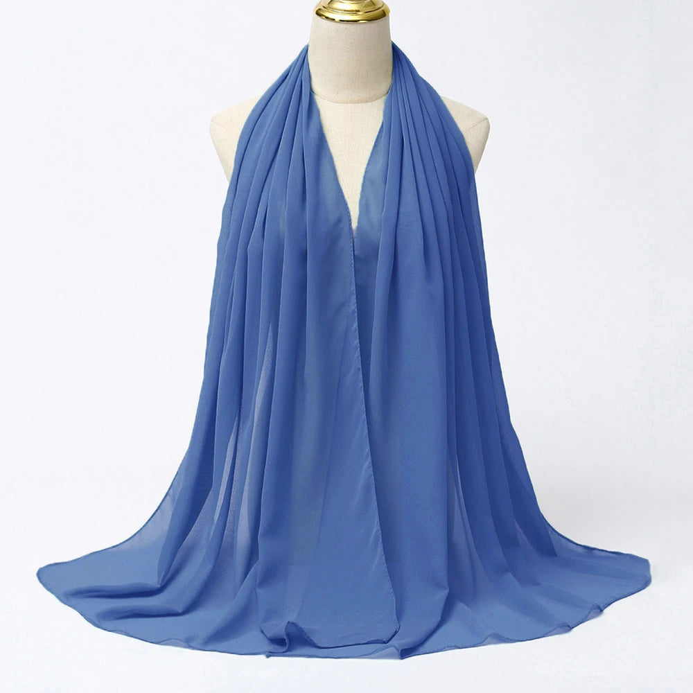 Women's lucao blue chiffon hijab scarf