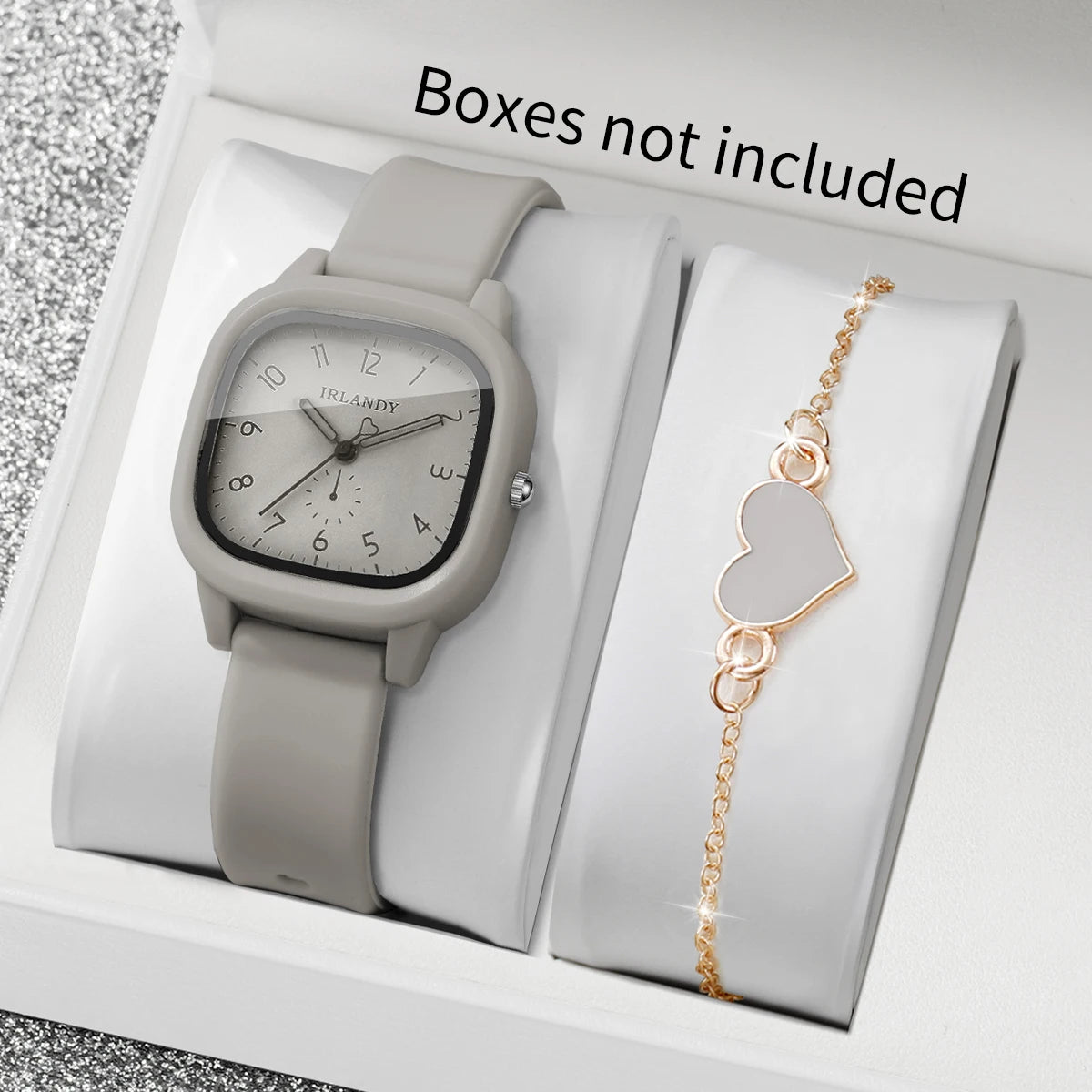 Square watch and heart bracelet set - view 9