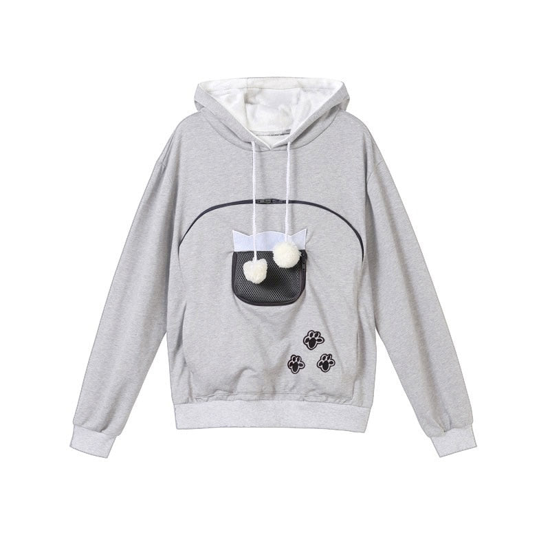 Women's light gray animal ear hoodie