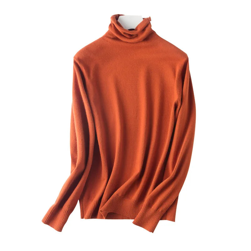 Women's orange turtleneck sweater