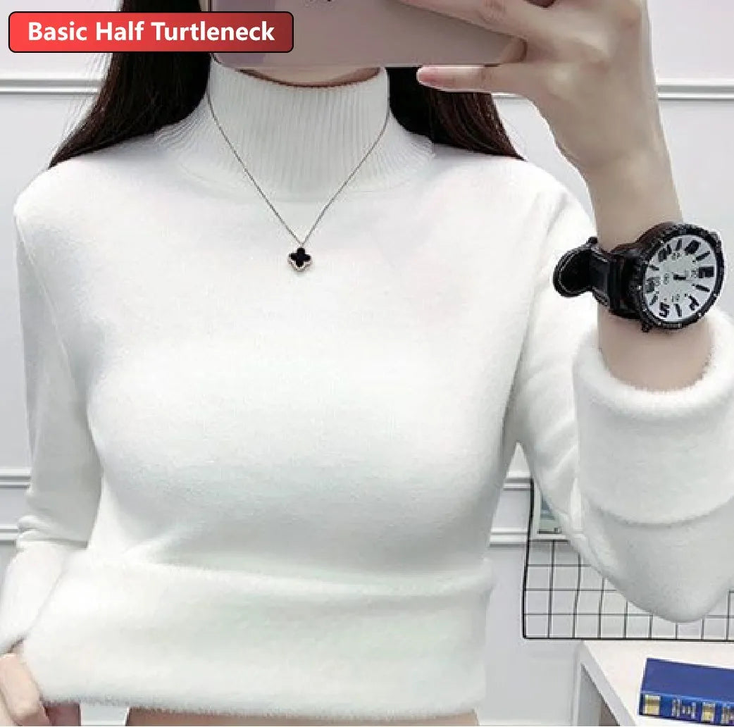 Women's ht white turtleneck sweater