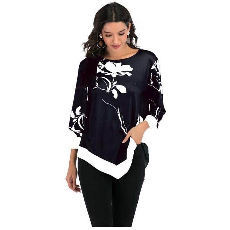 Women's black print blouse