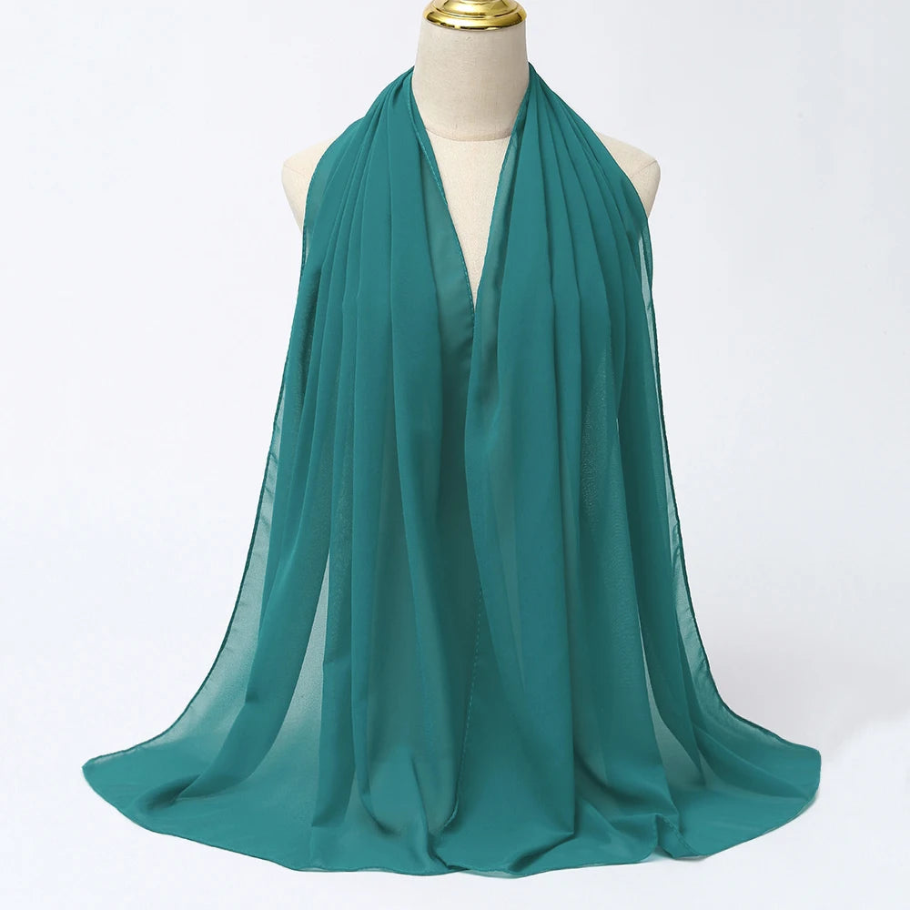 Women's reef blue chiffon hijab scarf