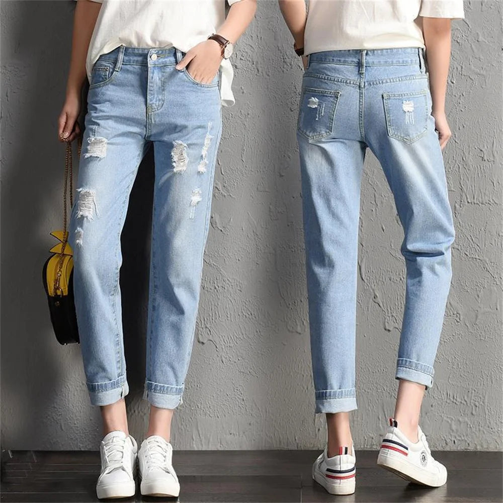 Alternate view: Women's mid-rise ripped jeans