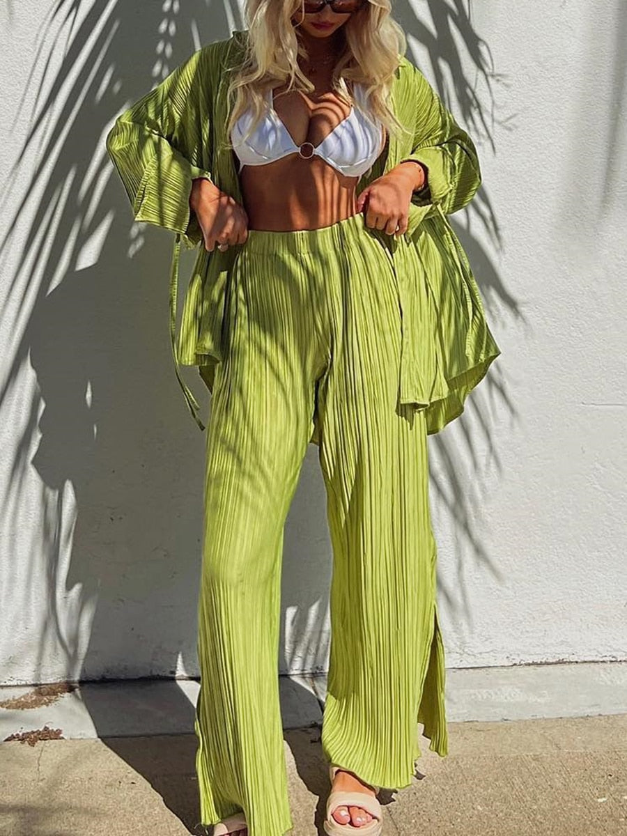 Alternate view: Women's pleated shirt & trousers
