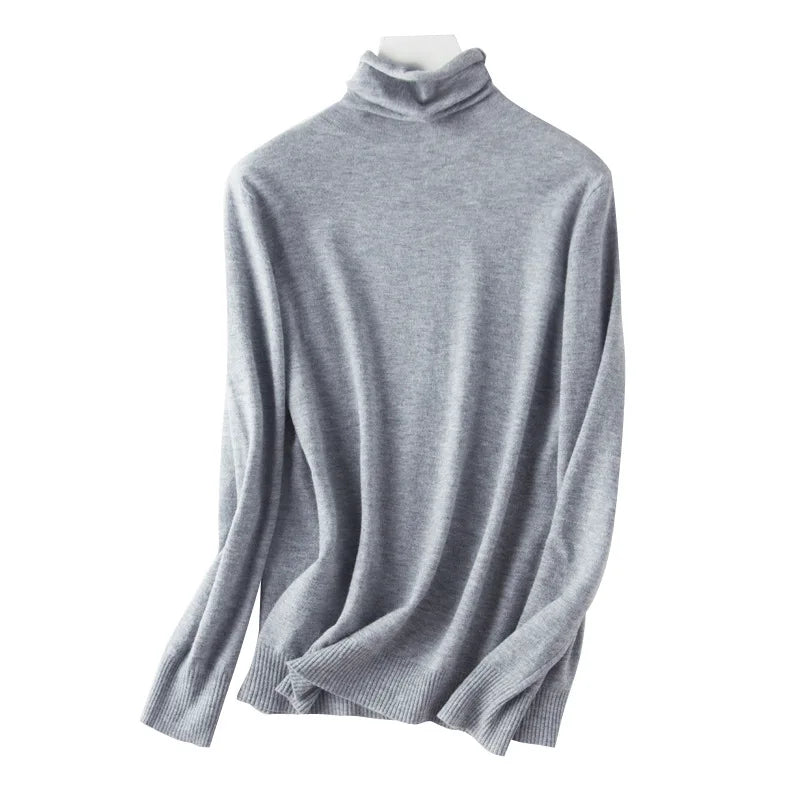 Women's light grey turtleneck sweater