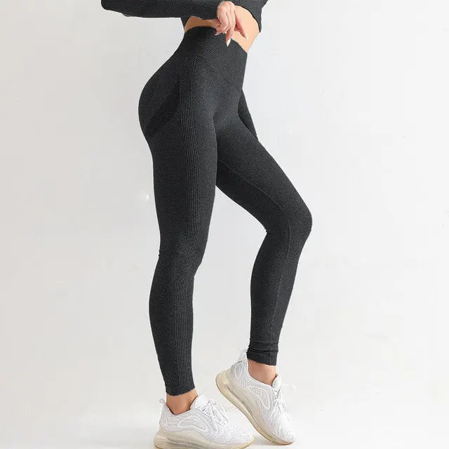 Women's black seamless high leggings