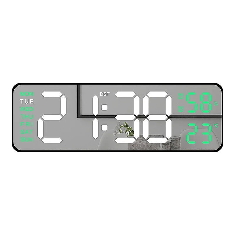 Unisex 9 inch digital LED wall clock with temperature and humidity
