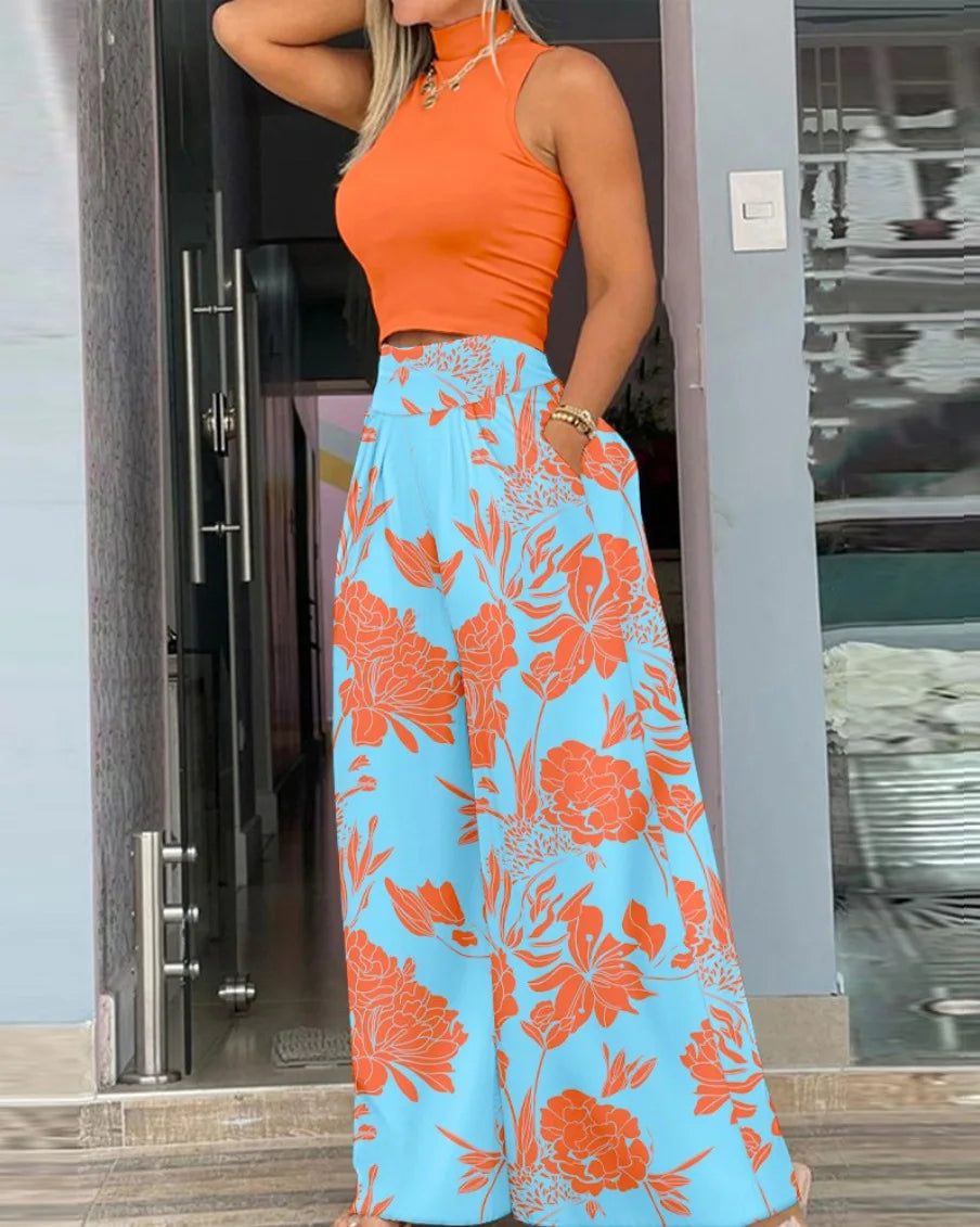 Women's orange pc trouser set