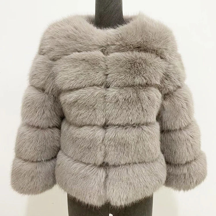 Women's deep apricot fluffy coat