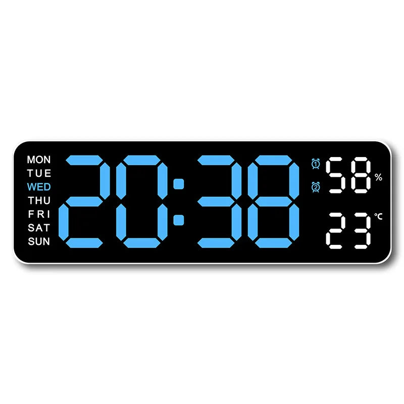 Unisex 9 inch digital LED wall clock with temperature and humidity