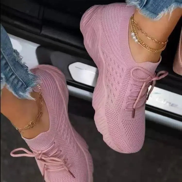 Women's pink mesh sneakers