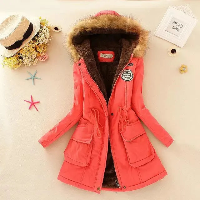Women's watermelon red winter jackets & coats