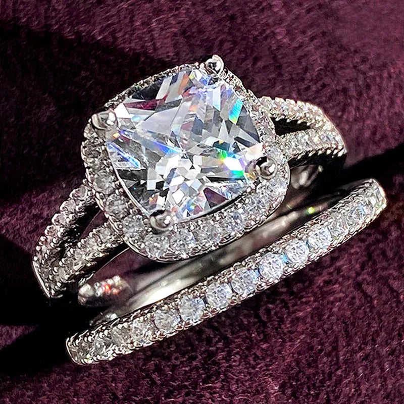 Alternate view: Women's square zirconia ring