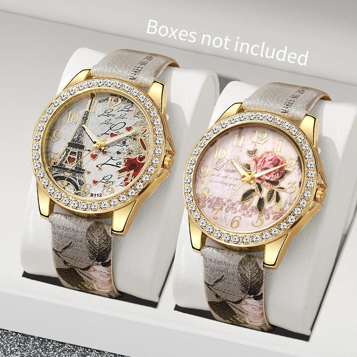 Rhinestone flower watch and bracelet set - view 2