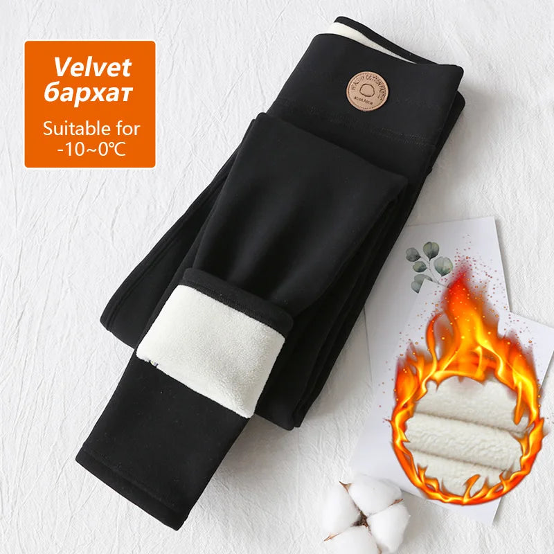 Women's velvet black winter leggings