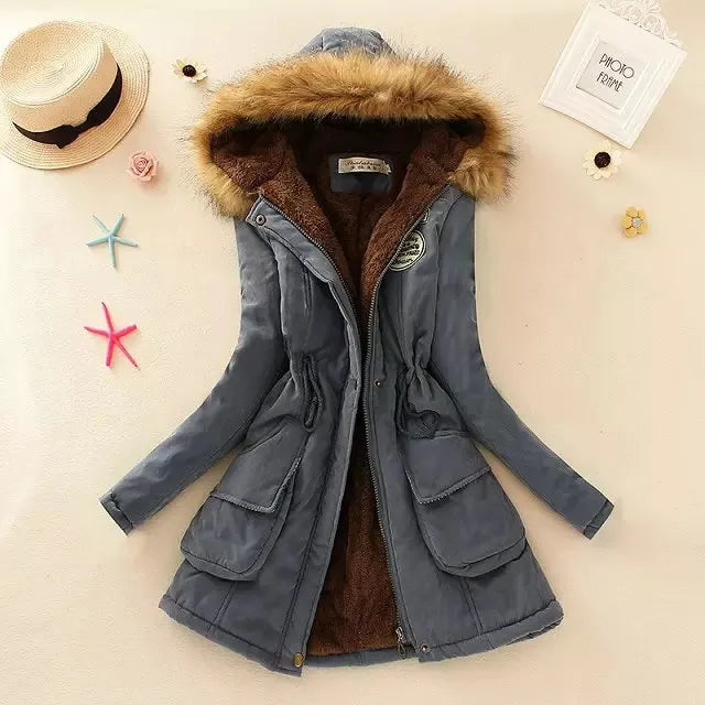 Women's denim blue winter jackets & coats
