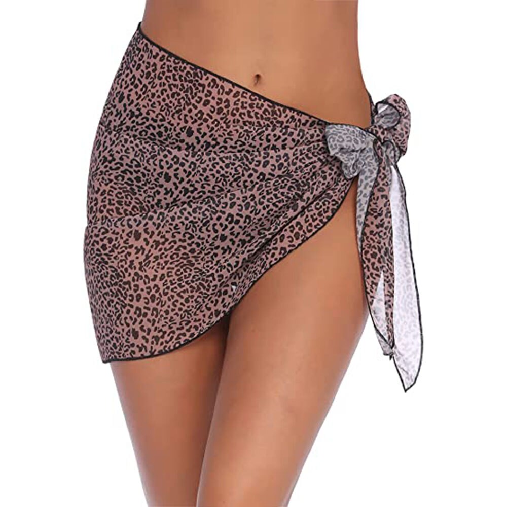 Women's leopard sheer beach cover up