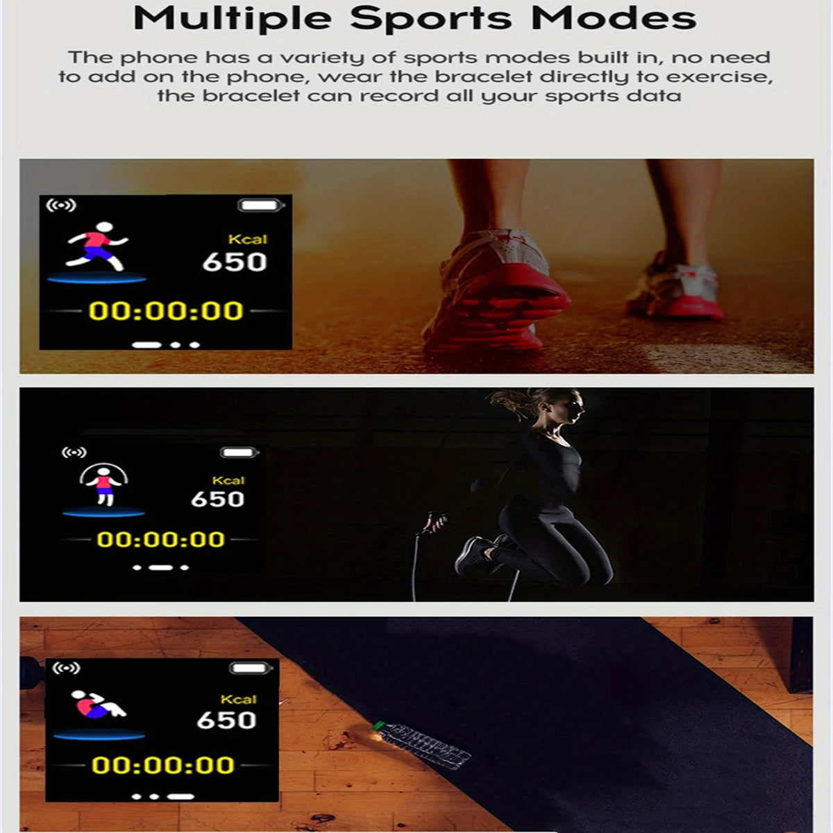 Square fitness tracker smart watch - view 3
