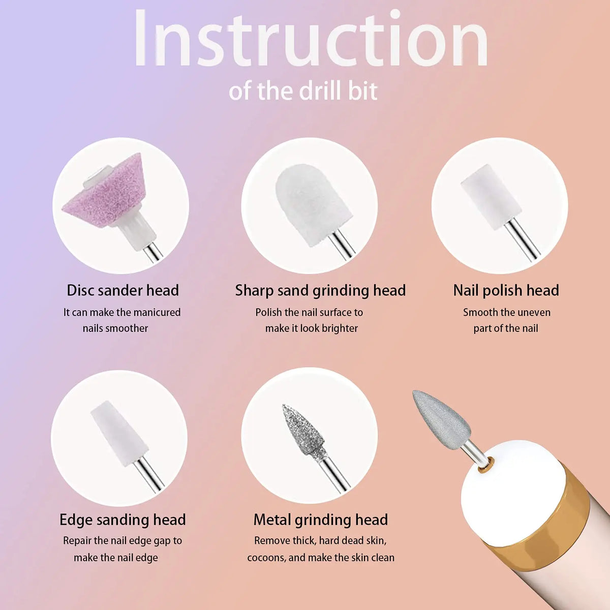 Unisex 5 in 1 electric nail drill