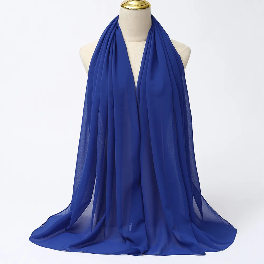Women's royal blue chiffon hijab scarf