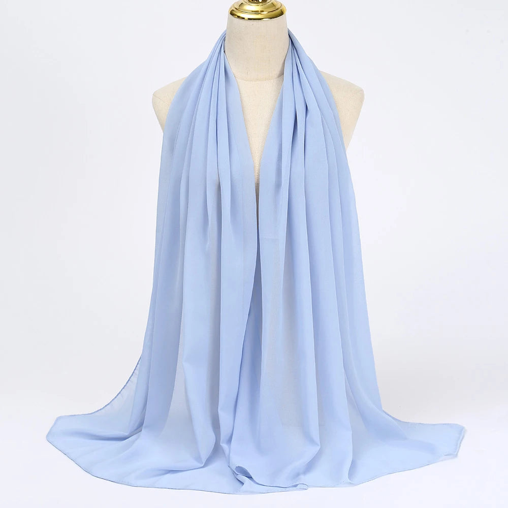 Women's sky blue chiffon hijab scarf