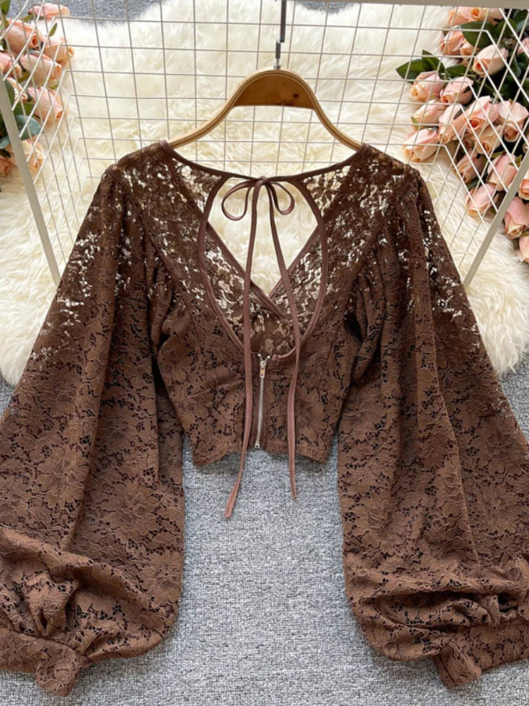 Alternate view: Women's lace puff blouse