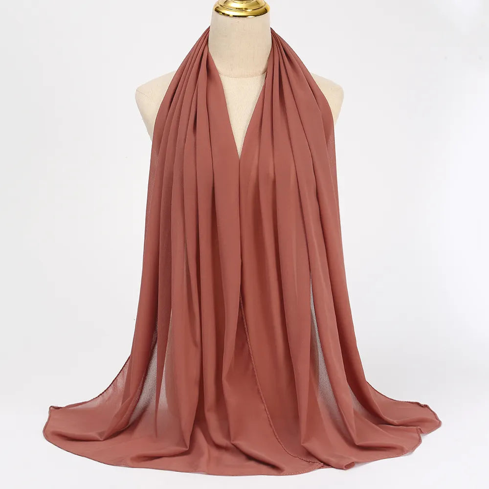 Women's coral red chiffon hijab scarf