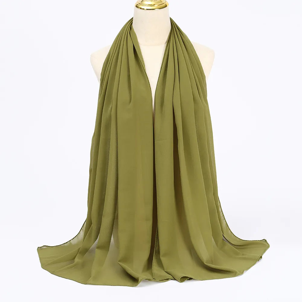 Women's cactus green chiffon hijab scarf