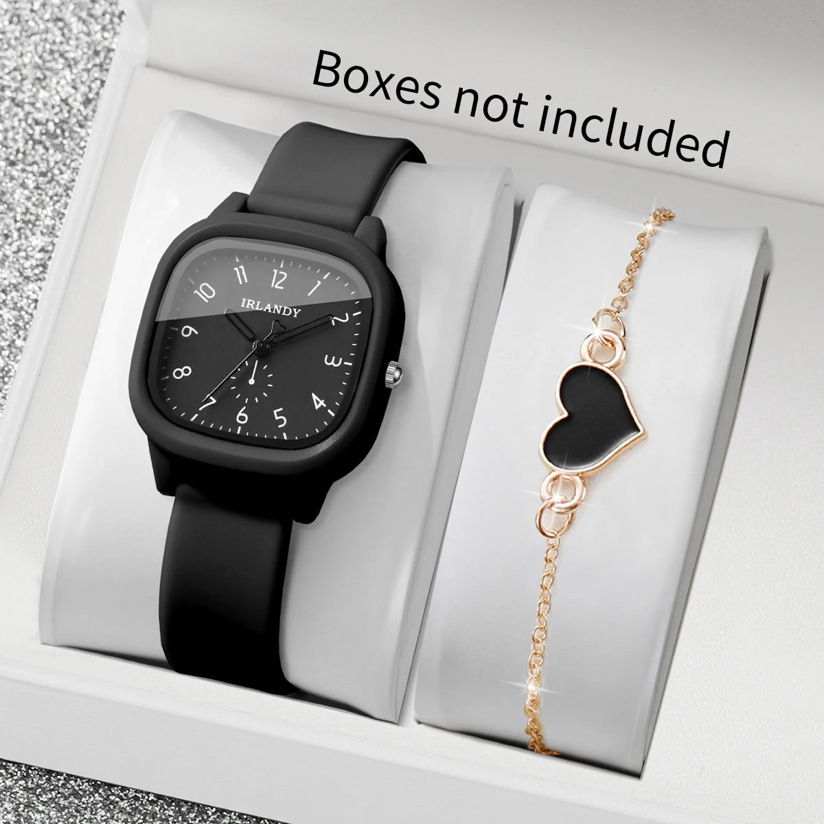 Square watch and heart bracelet set - view 7