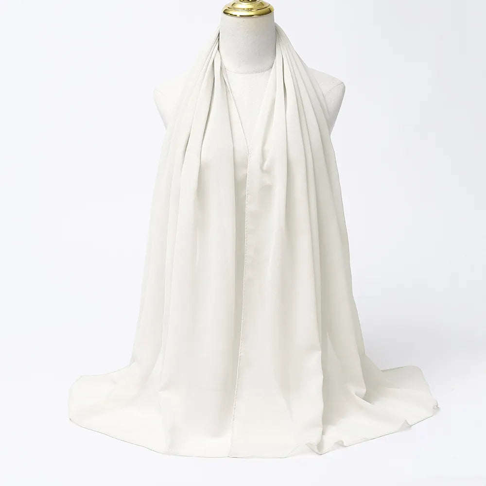 Women's cream white chiffon hijab scarf