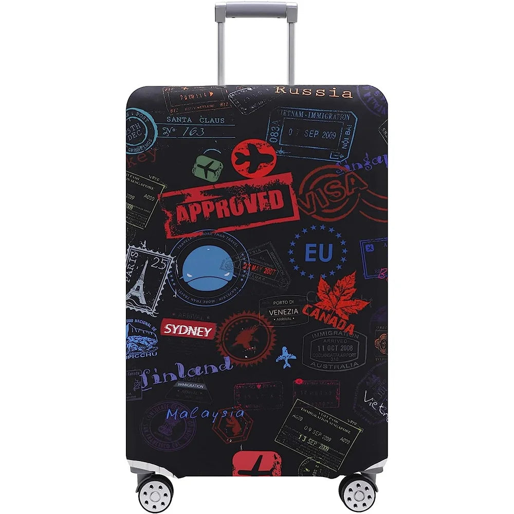 Elastic black stamp luggage cover