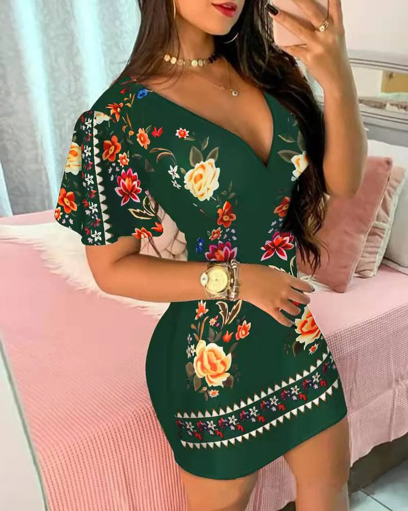 Women's green mini dress