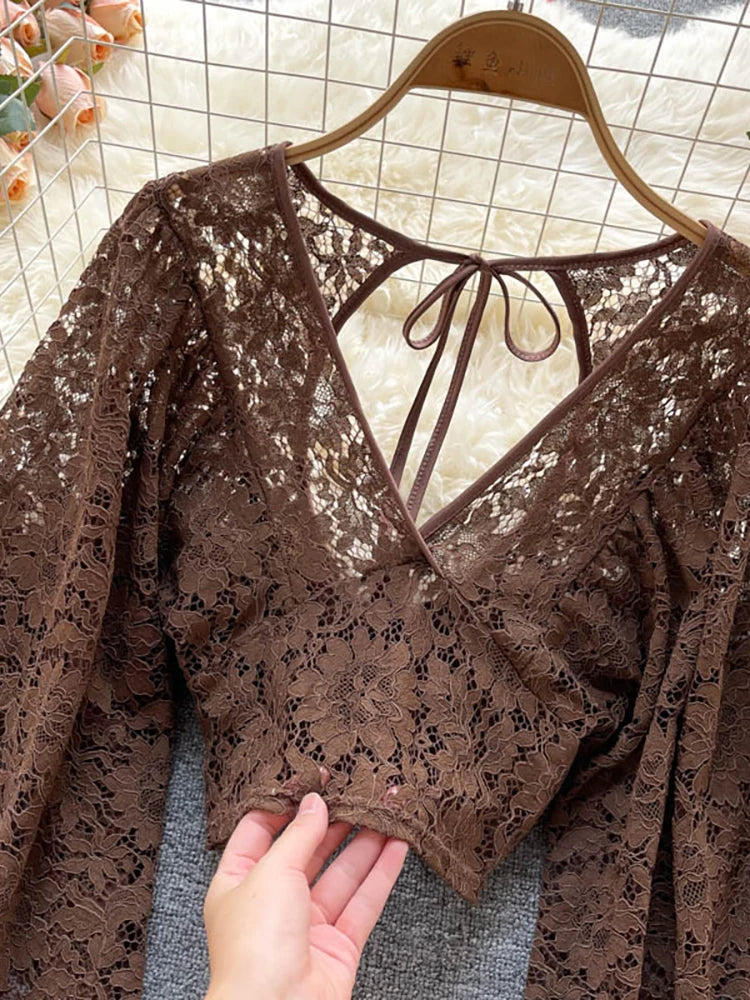 Alternate view: Women's lace puff blouse