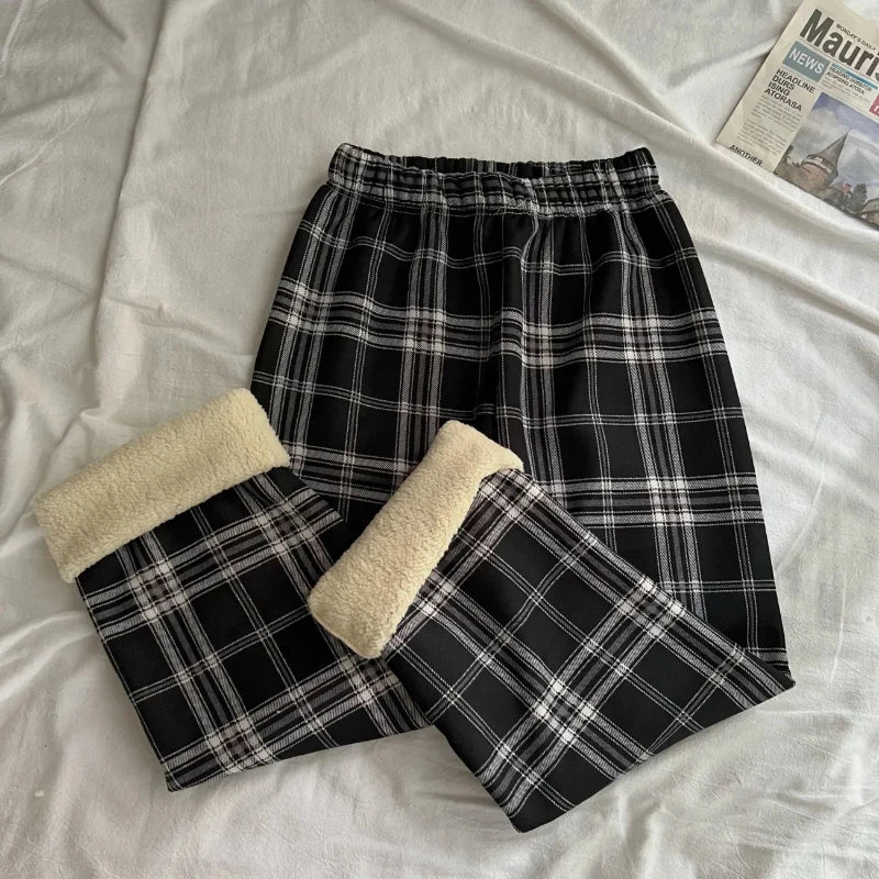 Women's plaid plush pants