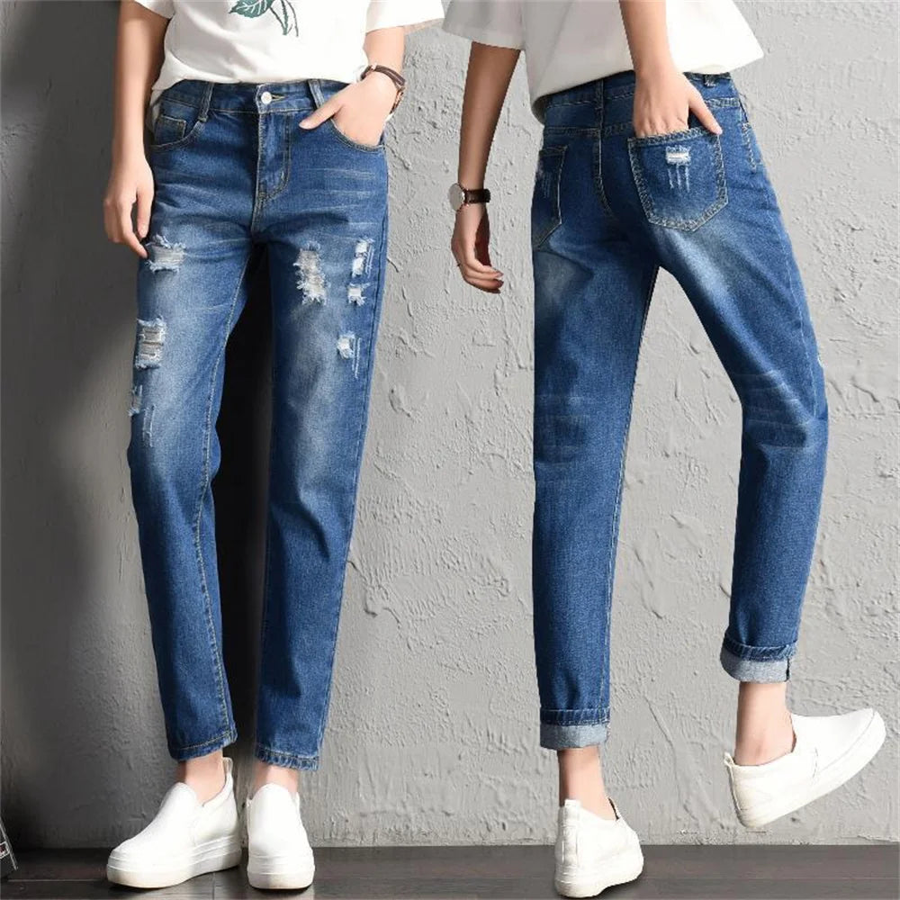Alternate view: Women's mid-rise ripped jeans