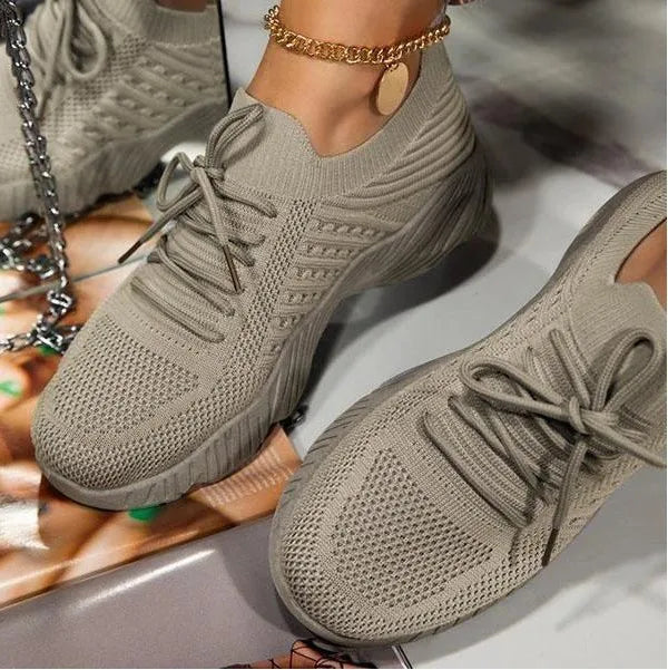 Women's khaki mesh sneakers