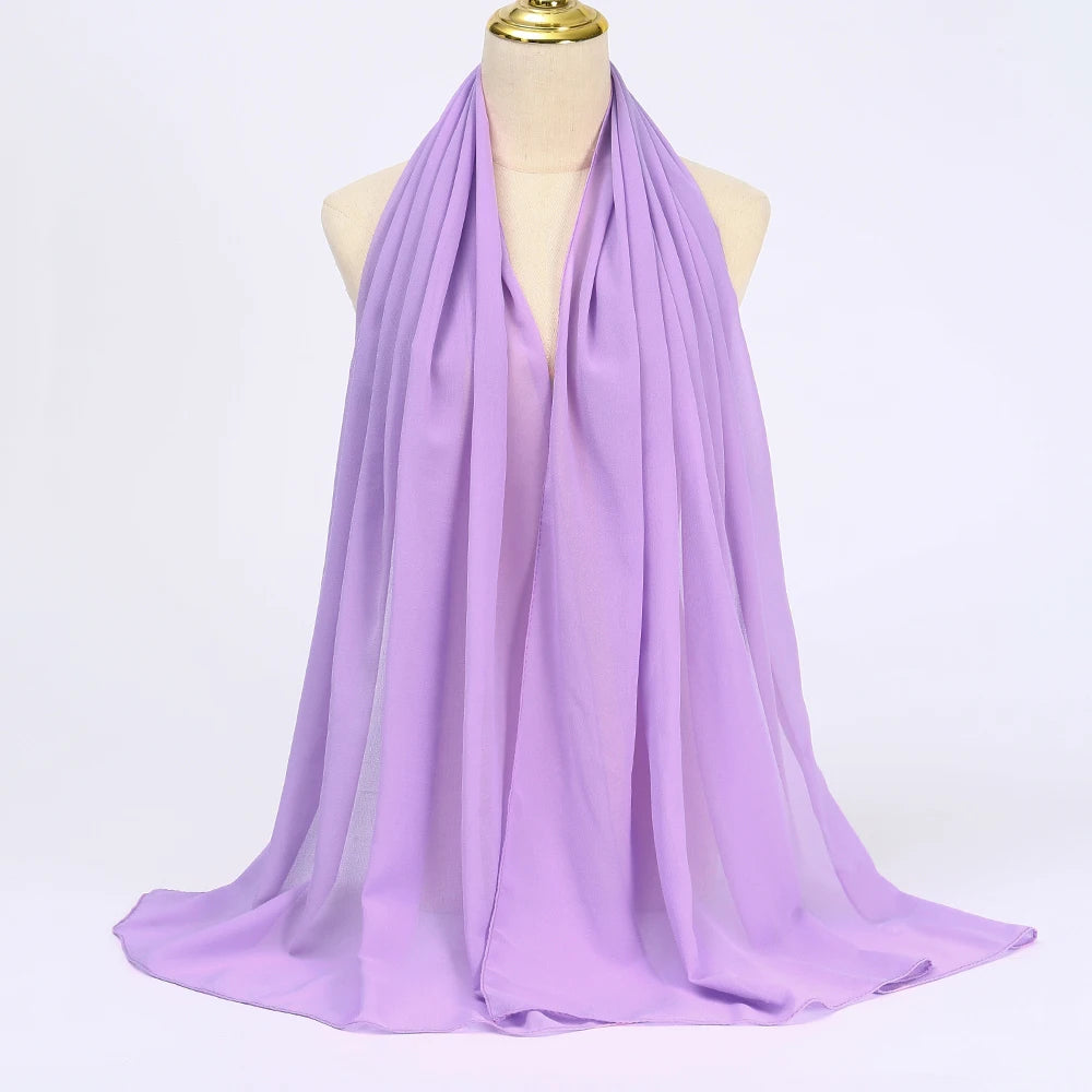 Women's light purple chiffon hijab scarf