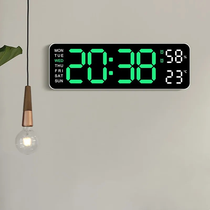 Unisex 9 inch digital LED wall clock with temperature and humidity