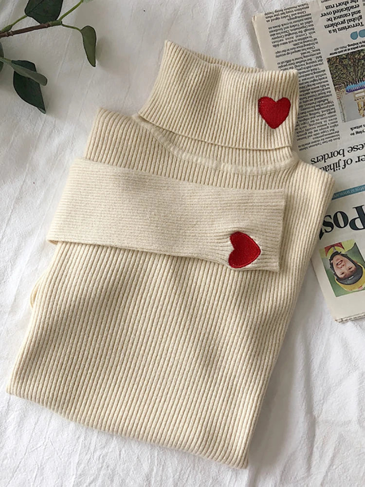 Women's beige heart sweater