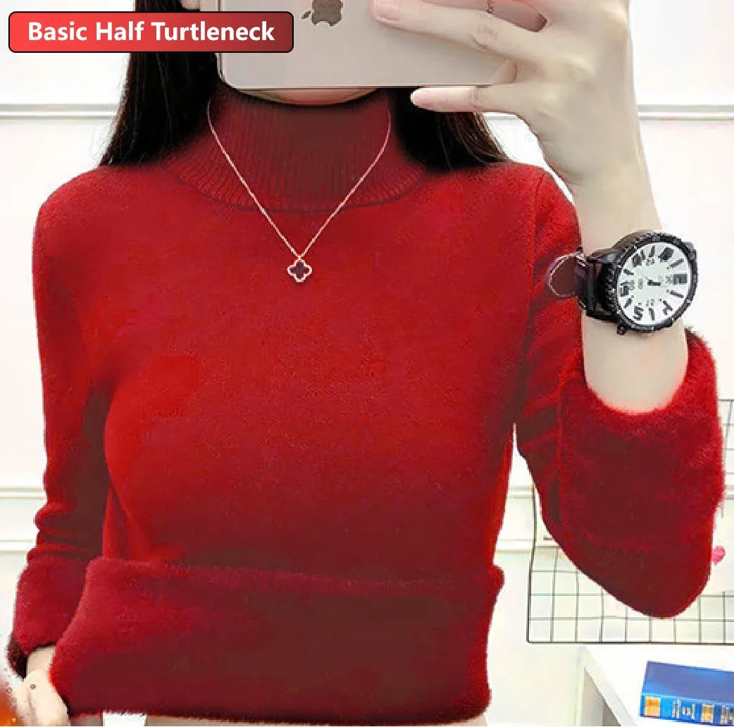 Women's ht red turtleneck sweater