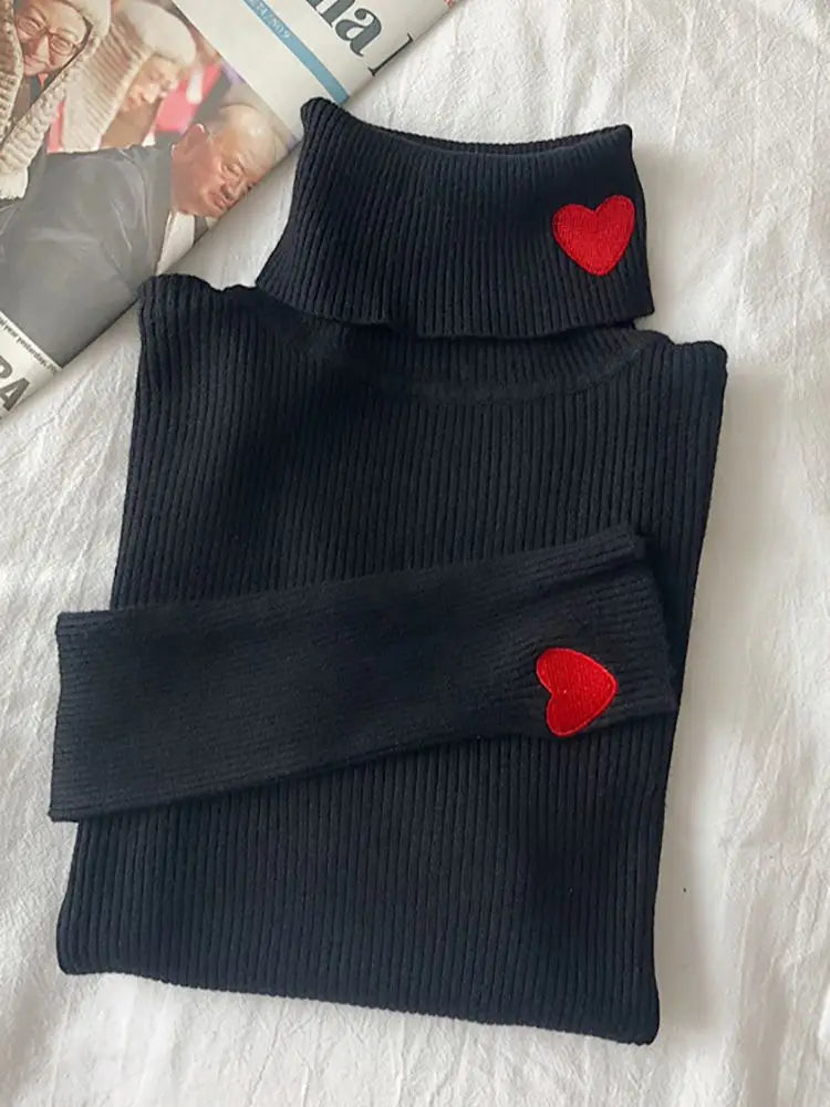 Women's black heart sweater