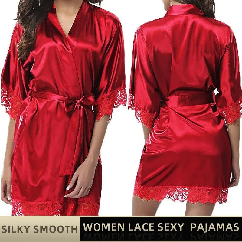Women's ice silk pajama robe