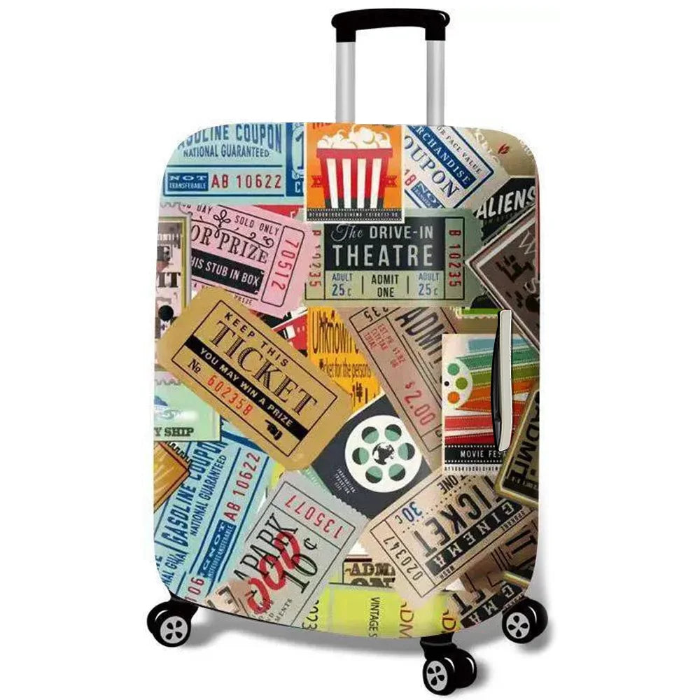 Elastic retro newspaper luggage cover
