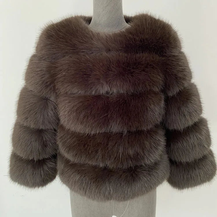 Women's coffee fluffy coat
